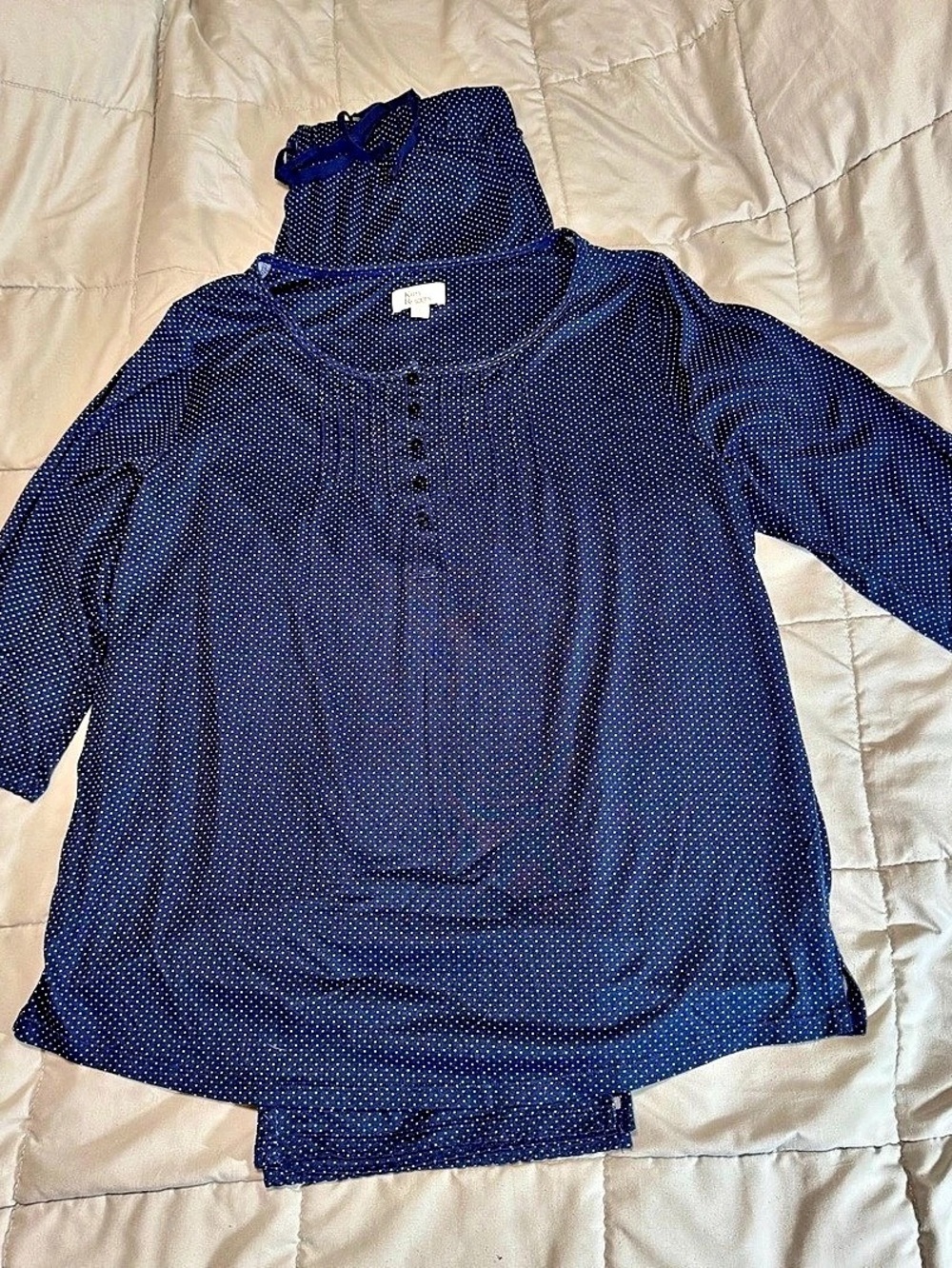 Kim Rogers Blue Polka Dot Pajama Set S